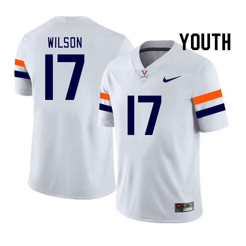 Youth #17 JR Wilson Virginia Cavaliers College Football Jerseys Stitched Sale-White - Click Image to Close